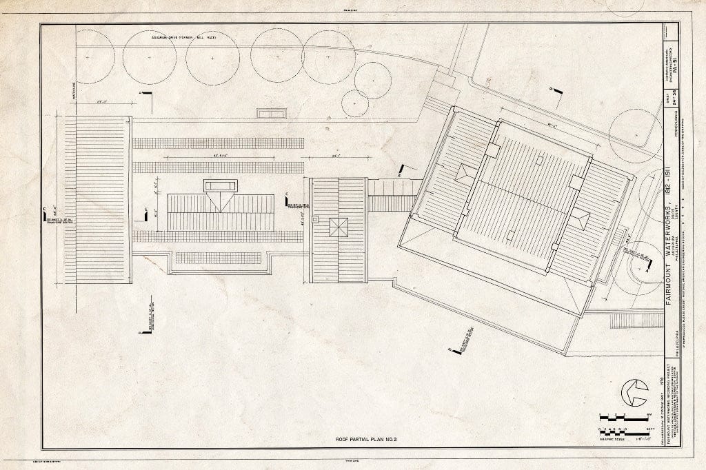 Blueprint 24. Roof Partial Plan no. 2 - Fairmount Waterworks, East Bank of Schuylkill River, Aquarium Drive, Philadelphia, Philadelphia County, PA