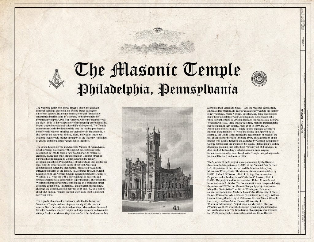 Blueprint Cover Sheet - Masonic Temple, 1 North Broad Street, Philadelphia, Philadelphia County, PA