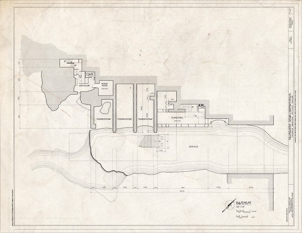 Blueprint Basement Plan - Fallingwater, State Route 381 (Stewart Township), Ohiopyle, Fayette County, PA