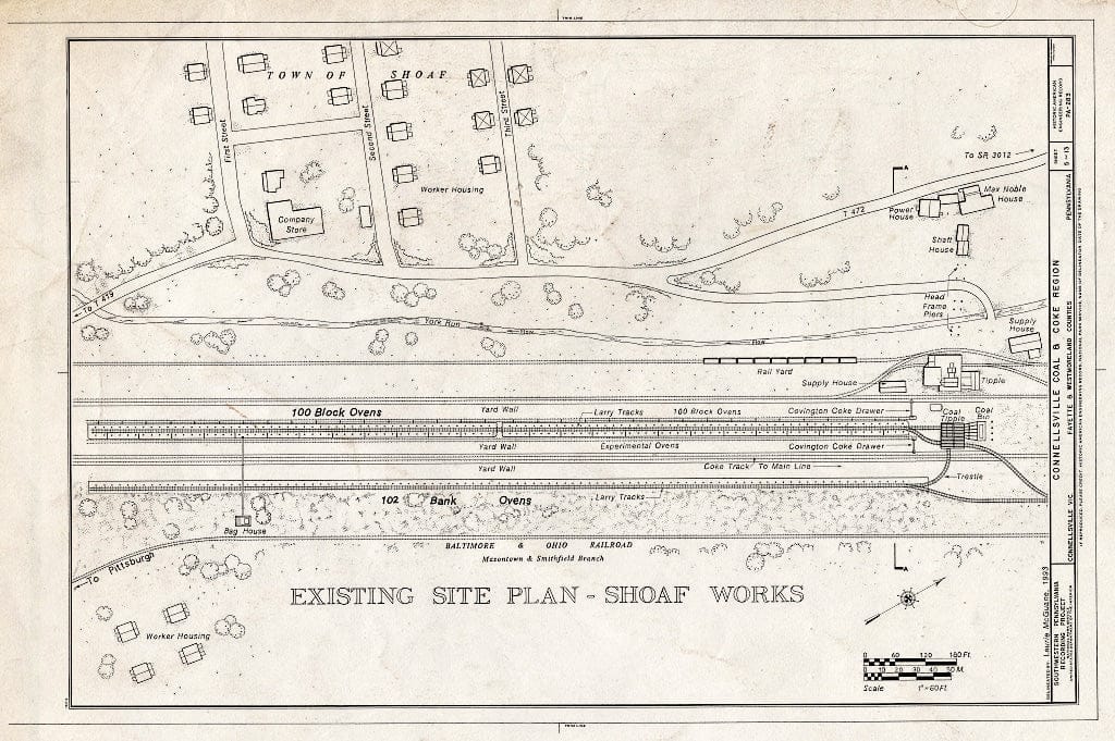 Blueprint Existing Site Plan - Shoaf Works - Connellsville Coal & Coke Region, Connellsville, Fayette County, PA