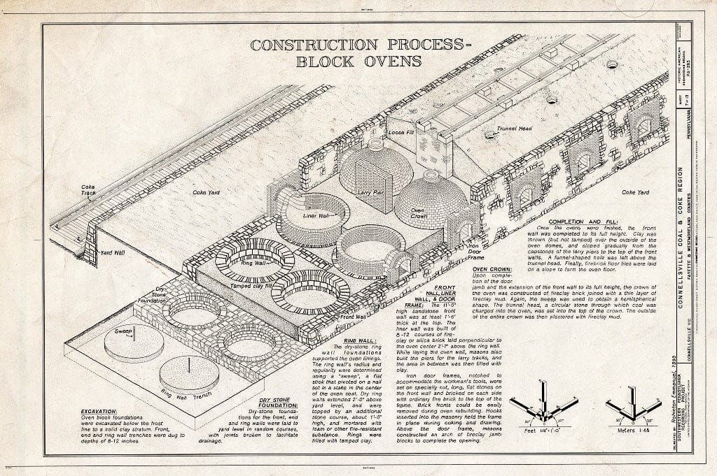 Blueprint Construction Process - Block Ovens - Connellsville Coal & Coke Region, Connellsville, Fayette County, PA