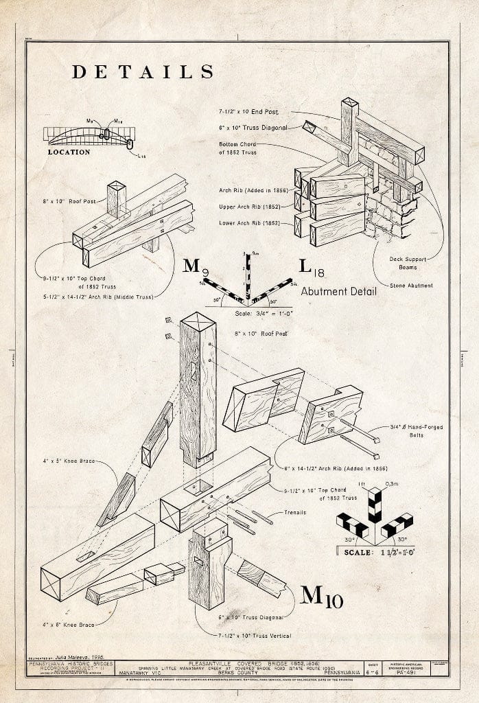 Blueprint Details - Pleasantville Covered Bridge, Spanning Little Manatawny Creek at Covered Bridge Road (State Route 1030), Manatawny, Berks County, PA