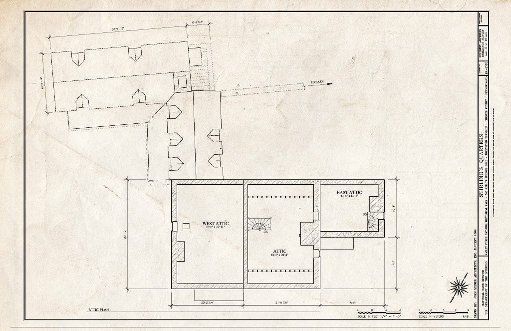 Blueprint ATTIC Plan. - Stirling's Quarters, 555 Yellow Springs Road, Tredyffrin Township, Valley Forge, Chester County, PA