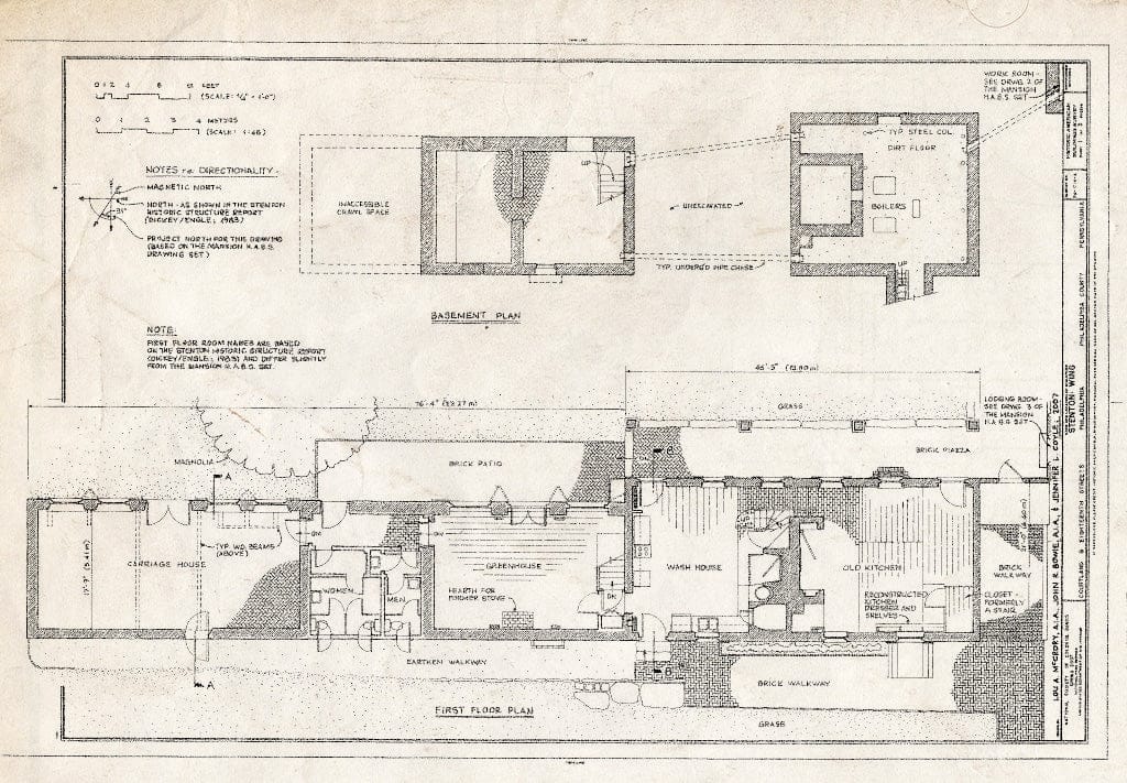 Blueprint Basement & First Floor Plans - Stenton, Kitchen Wing, Courtland & Eighteenth Streets, Philadelphia, Philadelphia County, PA