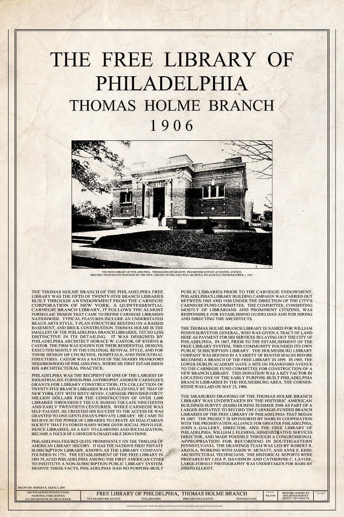 Blueprint Cover Sheet - Free Library of Philadelphia, Thomas Holme Branch, 7810 Frankford Avenue, Philadelphia, Philadelphia County, PA