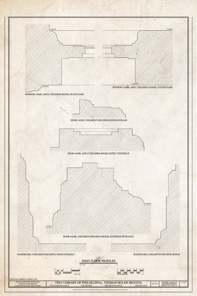 Blueprint First Floor Profiles - Free Library of Philadelphia, Thomas Holme Branch, 7810 Frankford Avenue, Philadelphia, Philadelphia County, PA