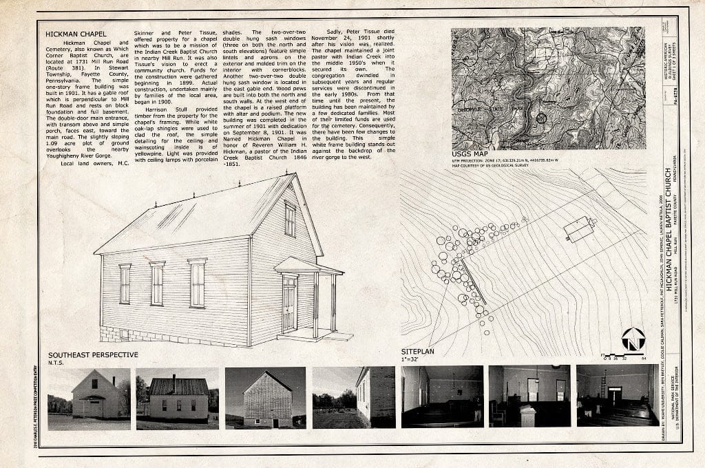 Blueprint Cover Sheet & Site Plan - Hickman Chapel Baptist Church, 1731 Mill Run Road, Mill Run, Fayette County, PA