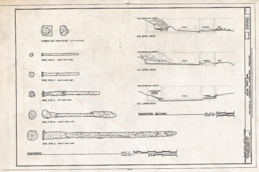 Blueprint Cover Sheet and Site Plan - Bear Trap Dam, State Route 115, Stoddartsville, Luzerne County, PA