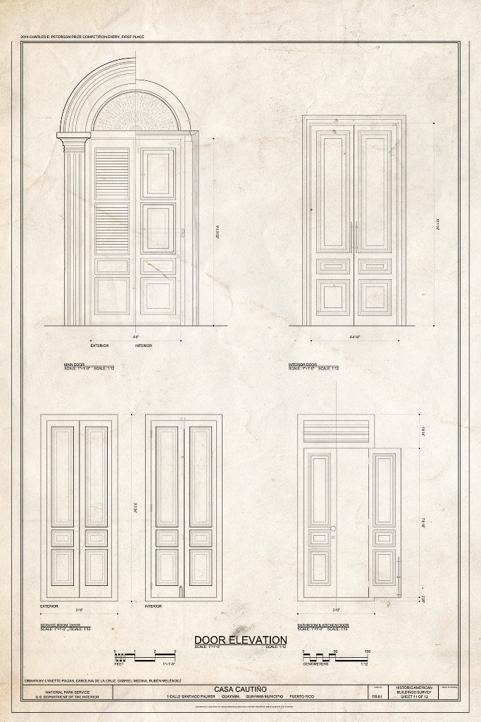 Blueprint Door Elevations - Casa Cautino, 1 Calle Santiago Palmer, Guayama, Guayama Municipio, PR