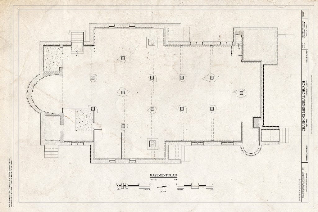 Blueprint Basement Plan - Channing Memorial Church, 135 Pelham Street, Newport, Newport County, RI