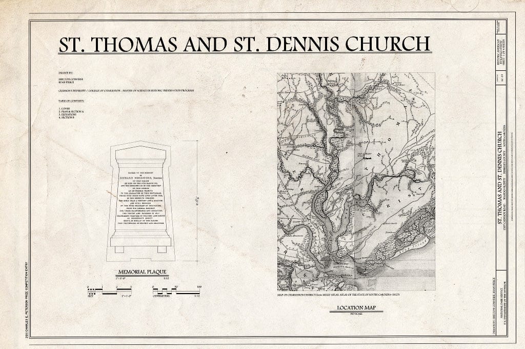 Blueprint 1. Cover Sheet - St. Thomas and St. Dennis Church, 1507 Cainhoy Road, Wando, Berkeley County, SC