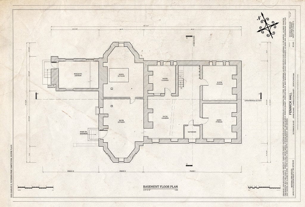 Blueprint Basement Floor Plan - Fenwick Hall Plantation, Northeast of Intersection of River Road & Maybank Highway, Johns Island, Charleston County, SC