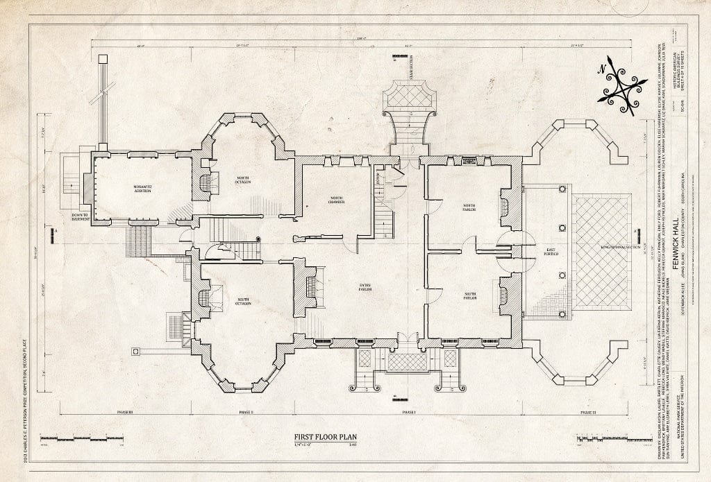 Blueprint First Floor Plan - Fenwick Hall Plantation, Northeast of Intersection of River Road & Maybank Highway, Johns Island, Charleston County, SC