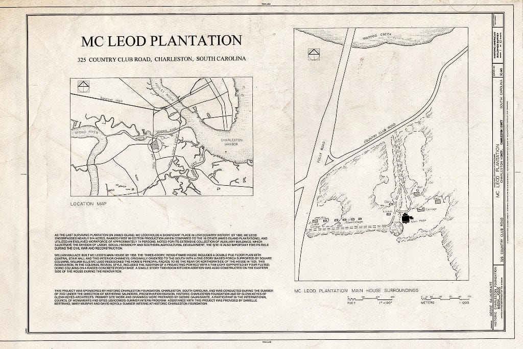 Blueprint Cover Sheet with MAP and SITE Plan. - McLeod Plantation, 325 Country Club Drive, Charleston, Charleston County, SC