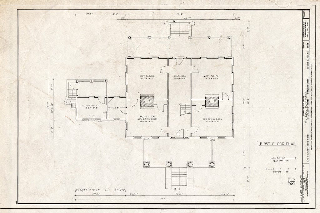 Blueprint First Floor Plan. - McLeod Plantation, 325 Country Club Drive, Charleston, Charleston County, SC