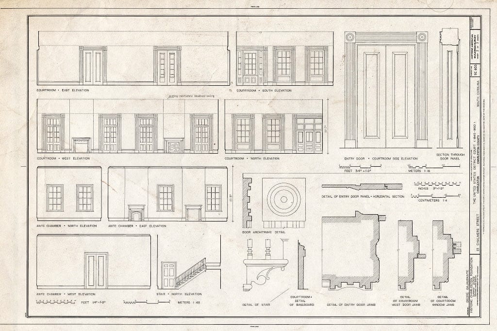 Blueprint Details in COURTROOM. - The United States District Court (1845-1860), 23 Chalmers Street, Charleston, Charleston County, SC