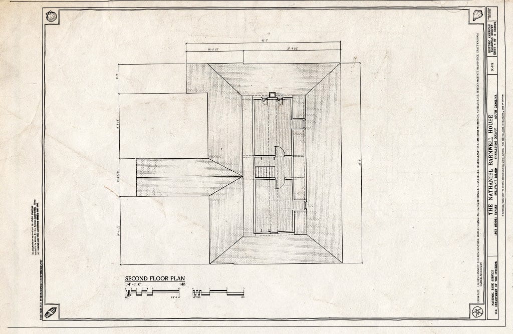 Blueprint 5. Second Floor Plan - Nathaniel Barnwell House, 1023 Middle Street, Sullivans Island, Charleston County, SC