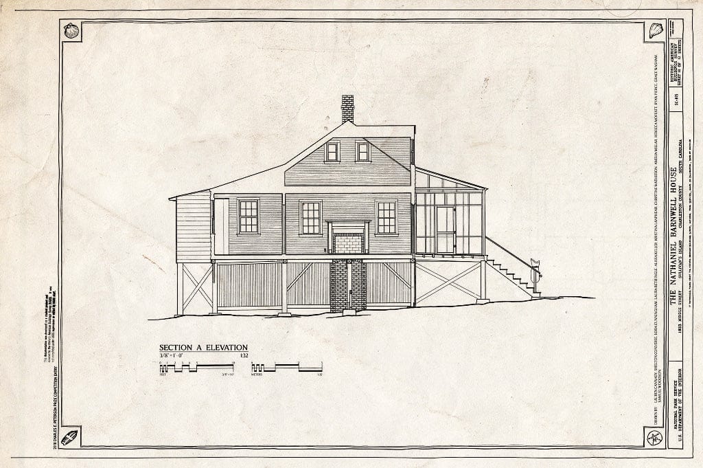 Blueprint 10. Section - Nathaniel Barnwell House, 1023 Middle Street, Sullivans Island, Charleston County, SC