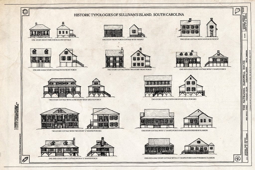 Blueprint 12. Historic Typologies of Sullivan's Island, South Carolina - Nathaniel Barnwell House, 1023 Middle Street, Sullivans Island, Charleston County, SC