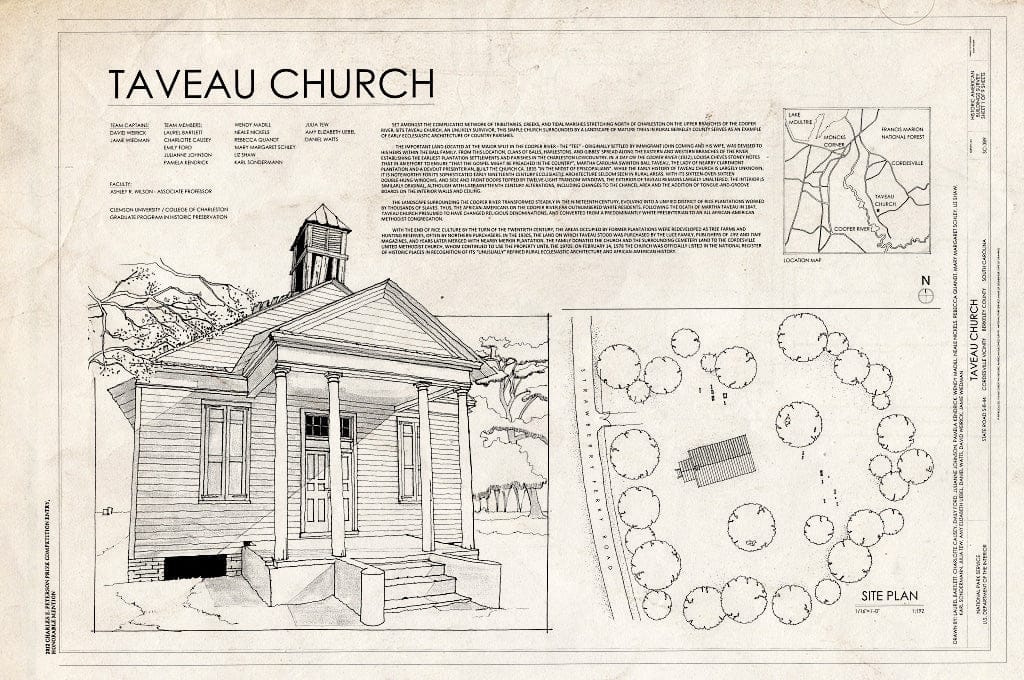 Blueprint Cover Sheet - Taveau Church, State Road S-8-44, Cordesville, Berkeley County, SC