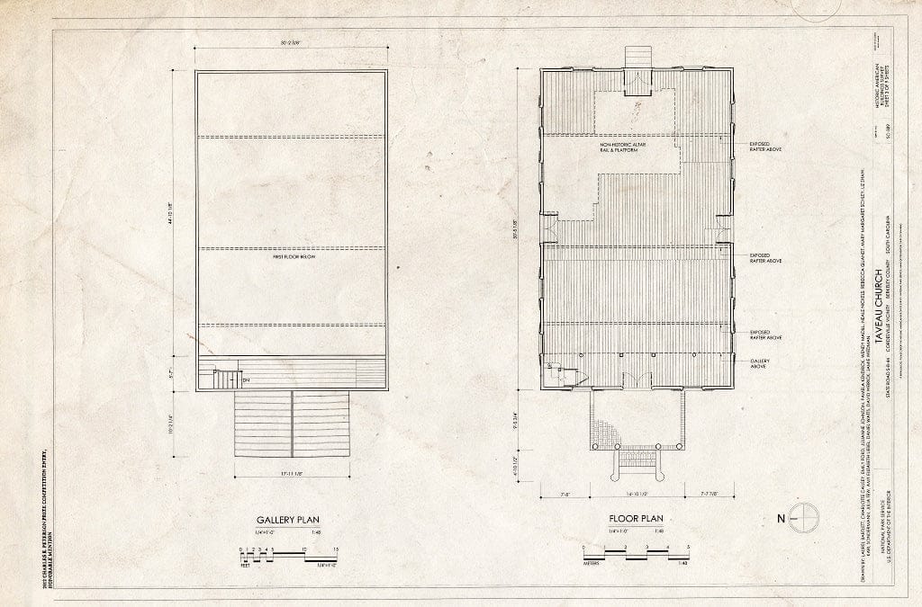 Blueprint Gallery Plan, Floor Plan - Taveau Church, State Road S-8-44, Cordesville, Berkeley County, SC