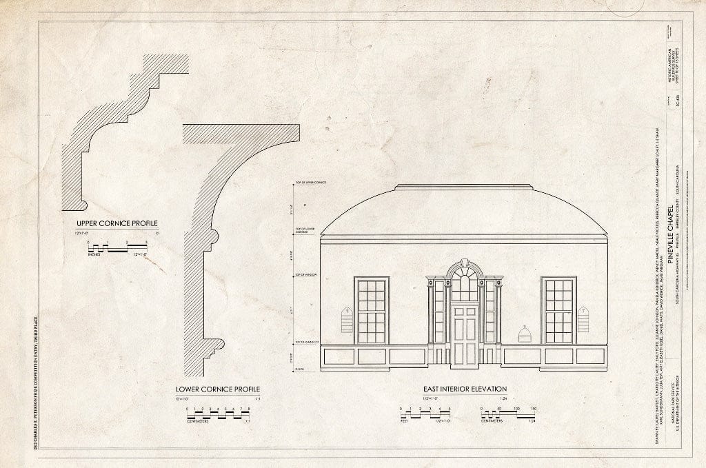 Blueprint East Interior Elevation - Pineville Chapel, State Road S-8-204, Pineville, Berkeley County, SC