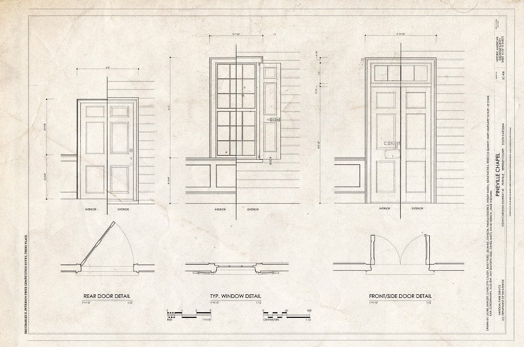 Blueprint Door & Window Details - Pineville Chapel, State Road S-8-204, Pineville, Berkeley County, SC