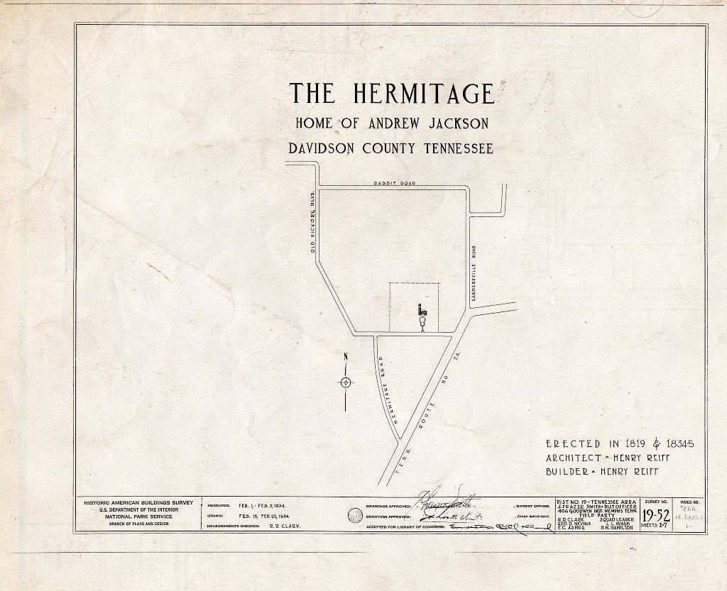 Blueprint 0. Cover Sheet - The Hermitage, U.S. Highway 70 North (4580 Rachel's Lane), Nashville, Davidson County, TN