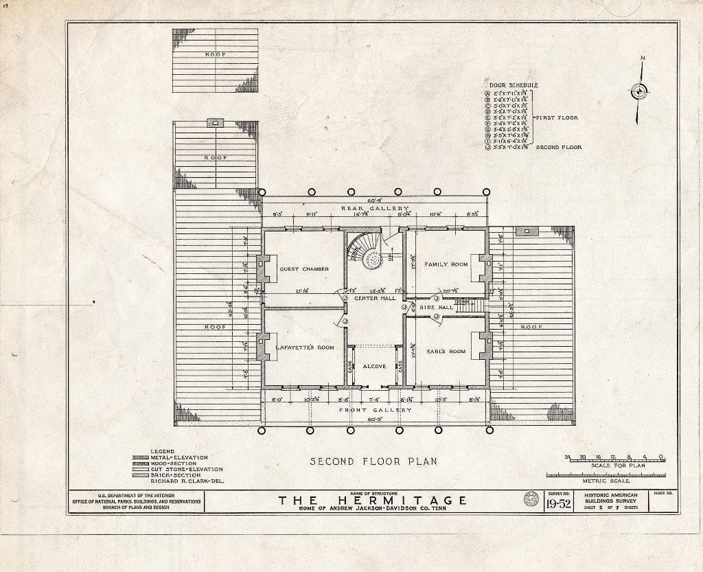 Blueprint 2. Second Floor Plan - The Hermitage, U.S. Highway 70 North (4580 Rachel's Lane), Nashville, Davidson County, TN