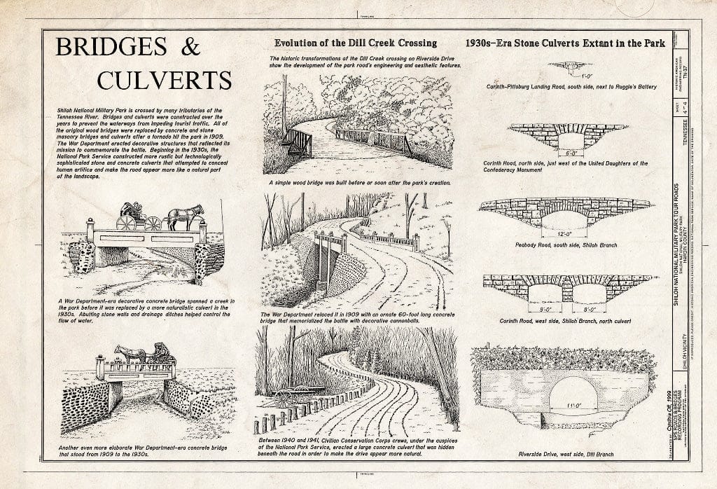 Blueprint Bridges & Culverts - Shiloh National Military Park Tour Roads, Shiloh, Hardin County, TN