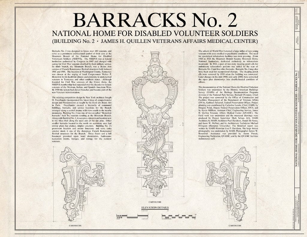 Blueprint Cover - National Home for Disabled Volunteer Soldiers, Mountain Branch, Barracks No. 2, Lamont & Veterans Way, Johnson City, Washington County, TN