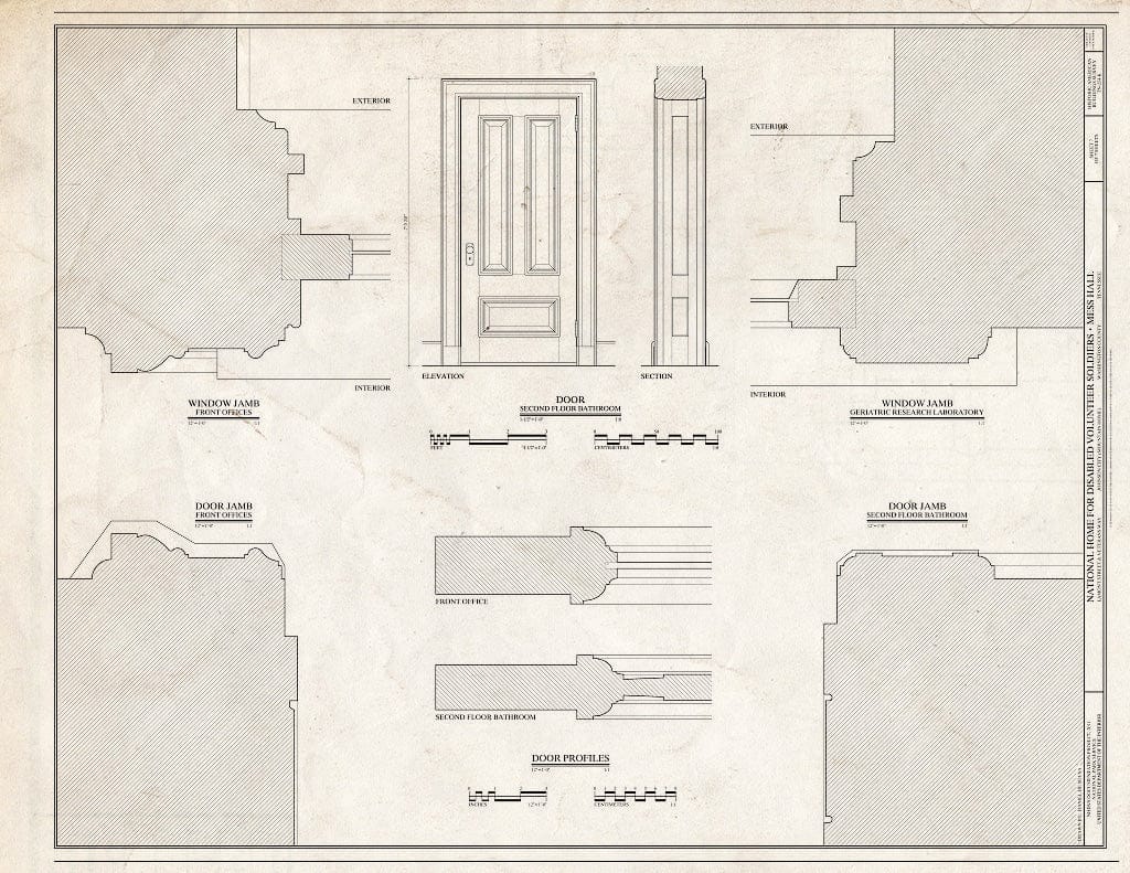 Blueprint Door and Window Details - National Home for Disabled Volunteer Soldiers, Mountain Branch, Mess Hall, Lamont & Veterans Way, Johnson City, Washington County, TN