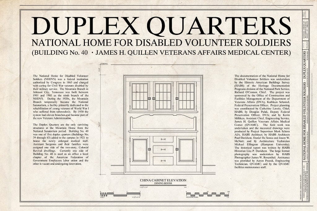 Blueprint Cover - National Home for Disabled Volunteer Soldiers, Mountain Branch, Duplex Quarters, Lamont & Veterans Way, Johnson City, Washington County, TN