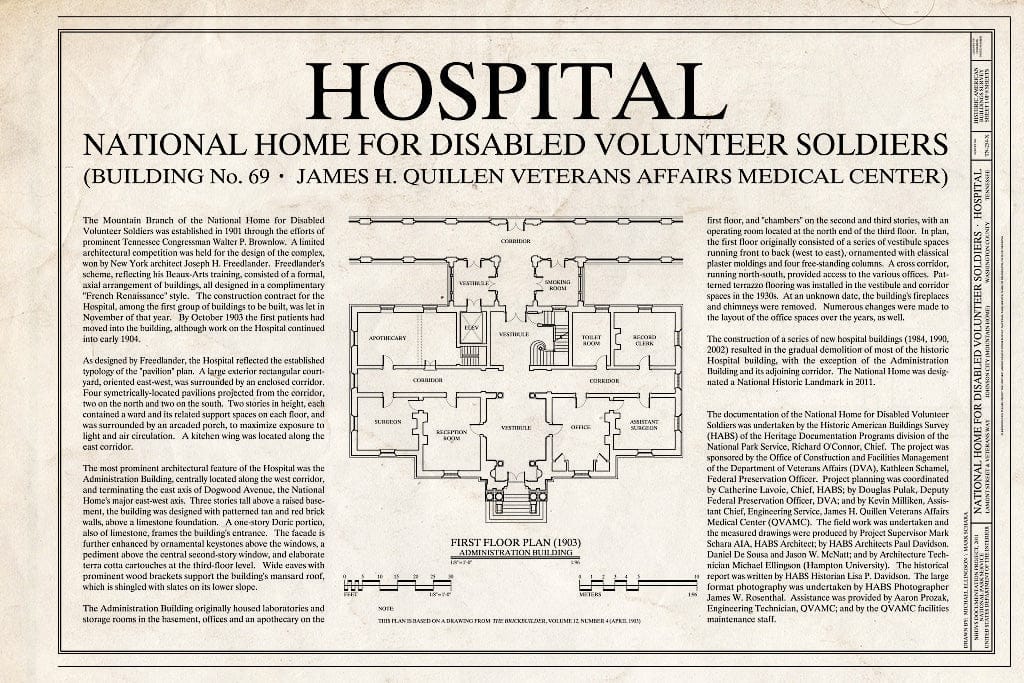 Blueprint Cover - National Home for Disabled Volunteer Soldiers, Mountain Branch, Hospital, Lamont & Veterans Way, Johnson City, Washington County, TN