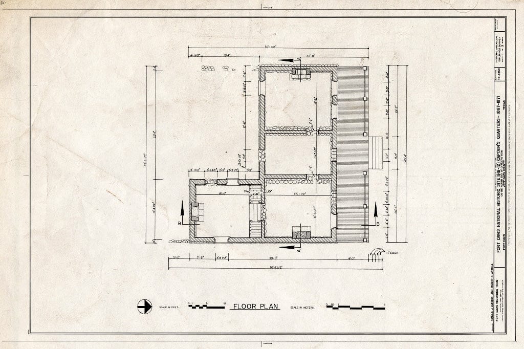 Blueprint Floor Plan - Fort Davis, Captain's Quarters, Fort Davis, Jeff Davis County, TX