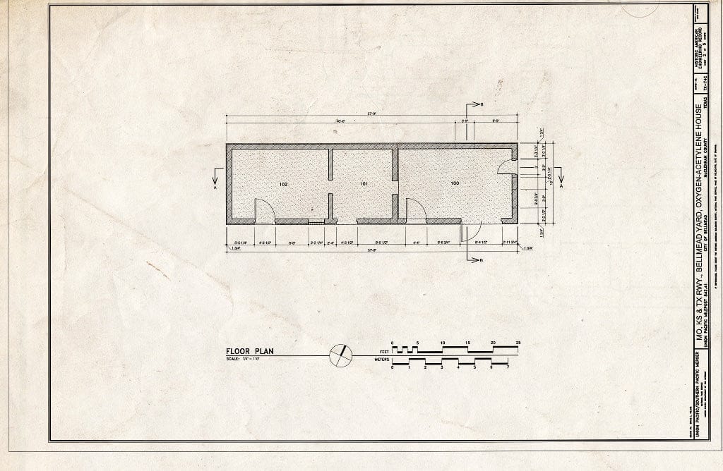 Blueprint Floor Plan - Missouri, Kansas & Texas (MKT) Railroad, Bellmead Yard, Fuel Storage Building, Bellmead, McLennan County, TX