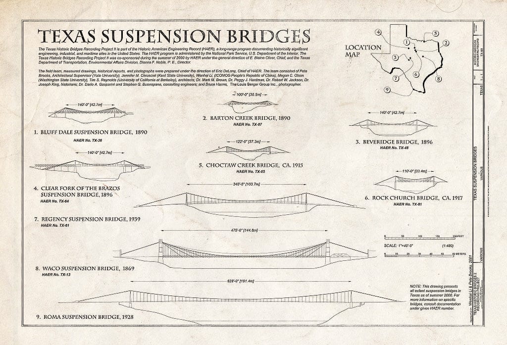 Blueprint HAER TX,227-AUST,23- (Sheet 1 of 1) - Texas Suspension Bridges, Austin, Travis County, TX