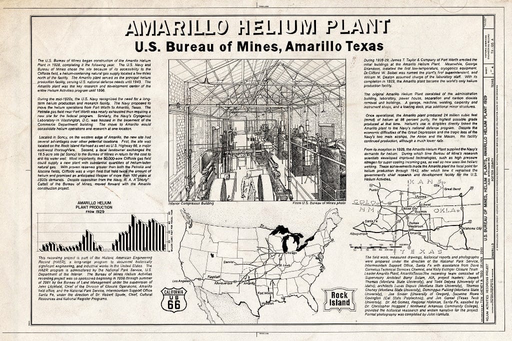 Blueprint Cover Sheet - Amarillo Helium Plant - U.S. Bureau of Mines, Helium Plants, Amarillo Helium Plant, 10001 Interchange 552, Amarillo, Potter County, TX