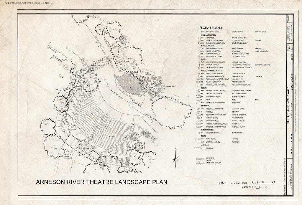 Blueprint Arneson River Theater Landscape Plan - San Antonio River Walk, 418 Villita Street, San Antonio, Bexar County, TX