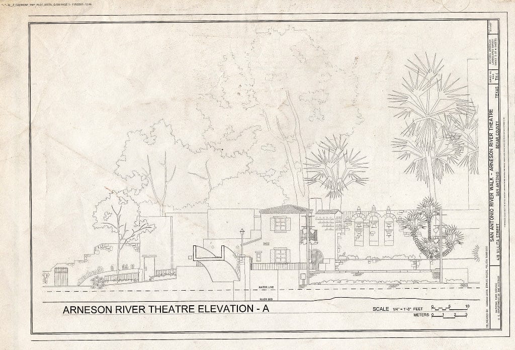 Blueprint Arneson River Theater Elevation - San Antonio River Walk, 418 Villita Street, San Antonio, Bexar County, TX