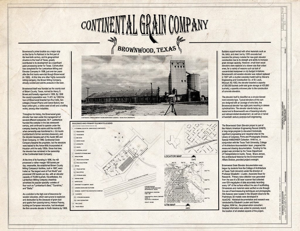 Blueprint Cover Sheet - Continental Grain Company, 307 South Washington Street, Brownwood, Brown County, TX