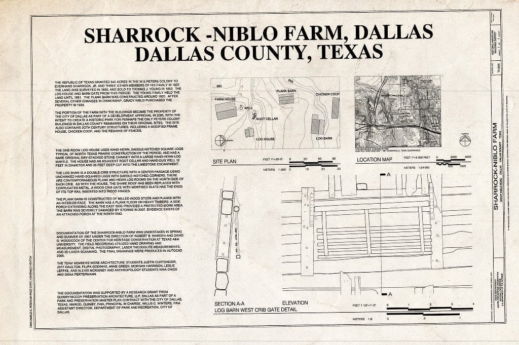 Blueprint Cover Sheet Including Site Plan - Sharrock-Niblo Farm, Grady Niblo Road, Dallas, Dallas County, TX