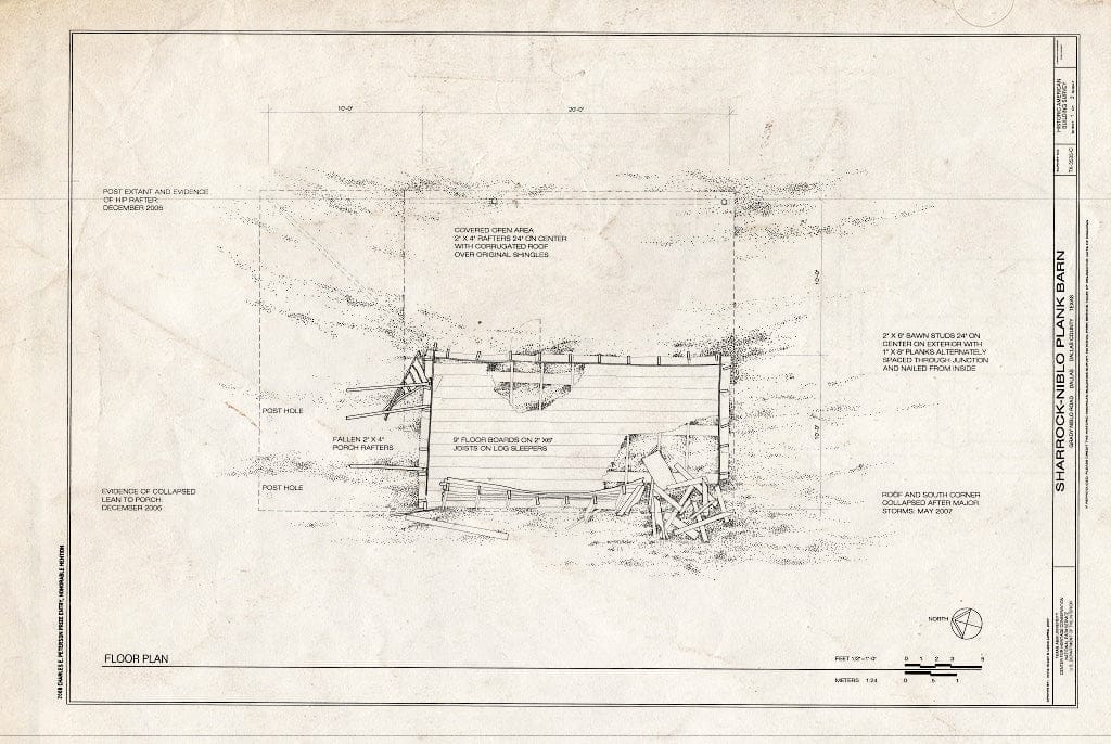 Blueprint Floor Plan - Sharrock-Niblo Farm, Plank Barn, Grady Niblo Road, Dallas, Dallas County, TX