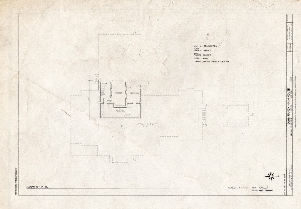 Blueprint Basement Plan - 6666 Ranch, Main House, 1102 Dash for Cash Road, Guthrie, King County, TX