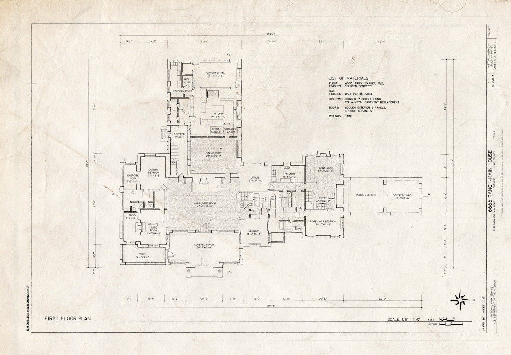 Blueprint First Floor Plan - 6666 Ranch, Main House, 1102 Dash for Cash Road, Guthrie, King County, TX