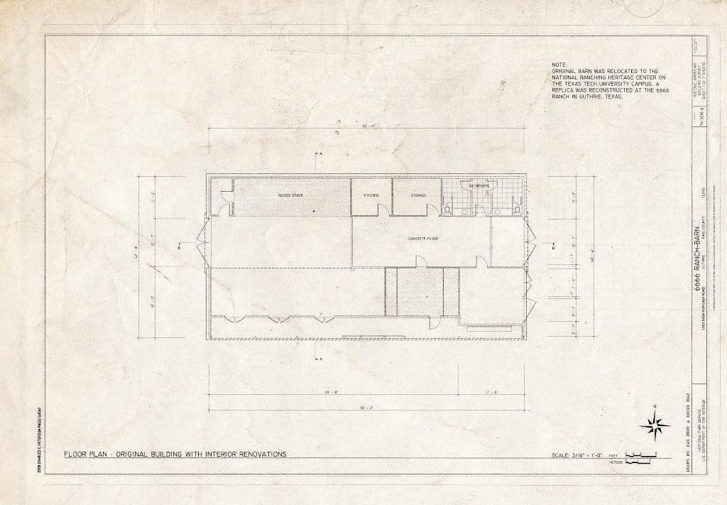 Blueprint Floor Plan - Original Building with Interior renovations - 6666 Ranch, Barn, 1102 Dash for Cash Road, Guthrie, King County, TX