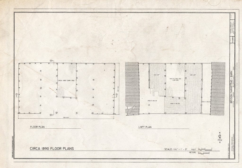 Blueprint Floor Plan and loft Plan - Bryson Farmstead, Barn, 4181 US Highway 183, Leander, Williamson County, TX