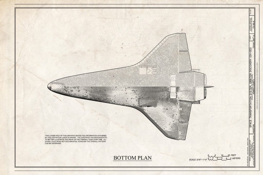 Blueprint Bottom Plan - Space Transportation System, Orbiter Discovery (OV-103), Lyndon B. Johnson Space Center, 2101 NASA Parkway, Houston, Harris County, TX