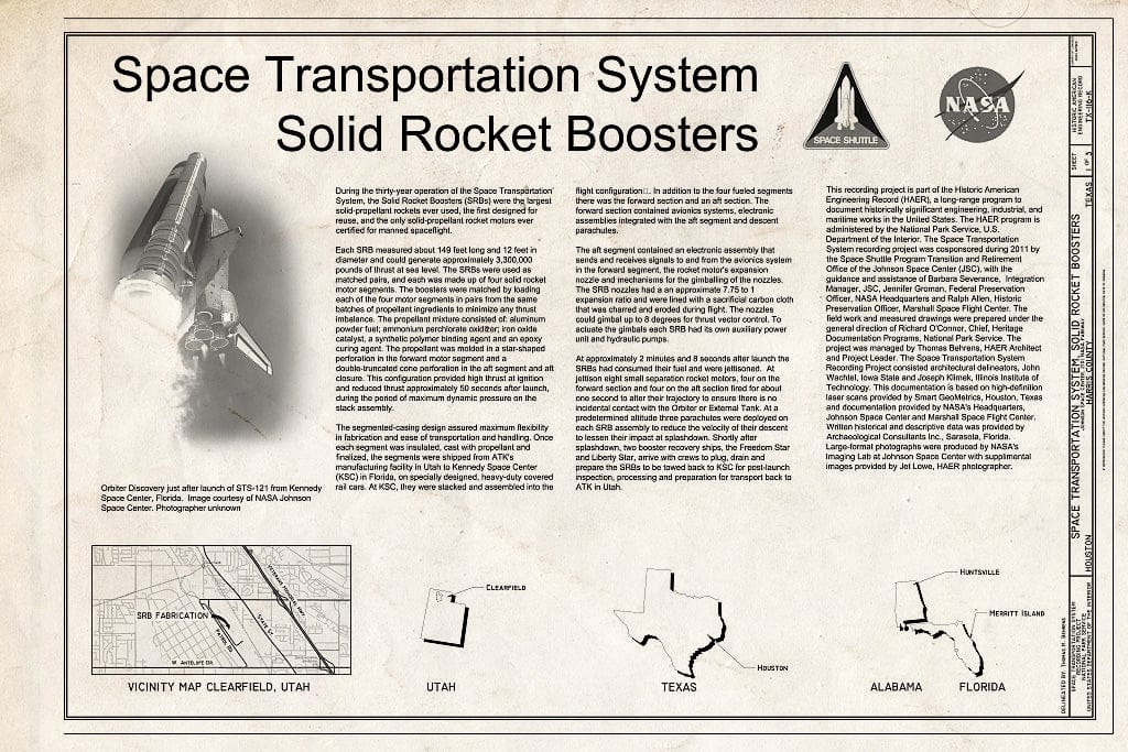 Blueprint Cover Sheet - Space Transportation System, Solid Rocket Boosters, Lyndon B. Johnson Space Center, 2101 NASA Parkway, Houston, Harris County, TX