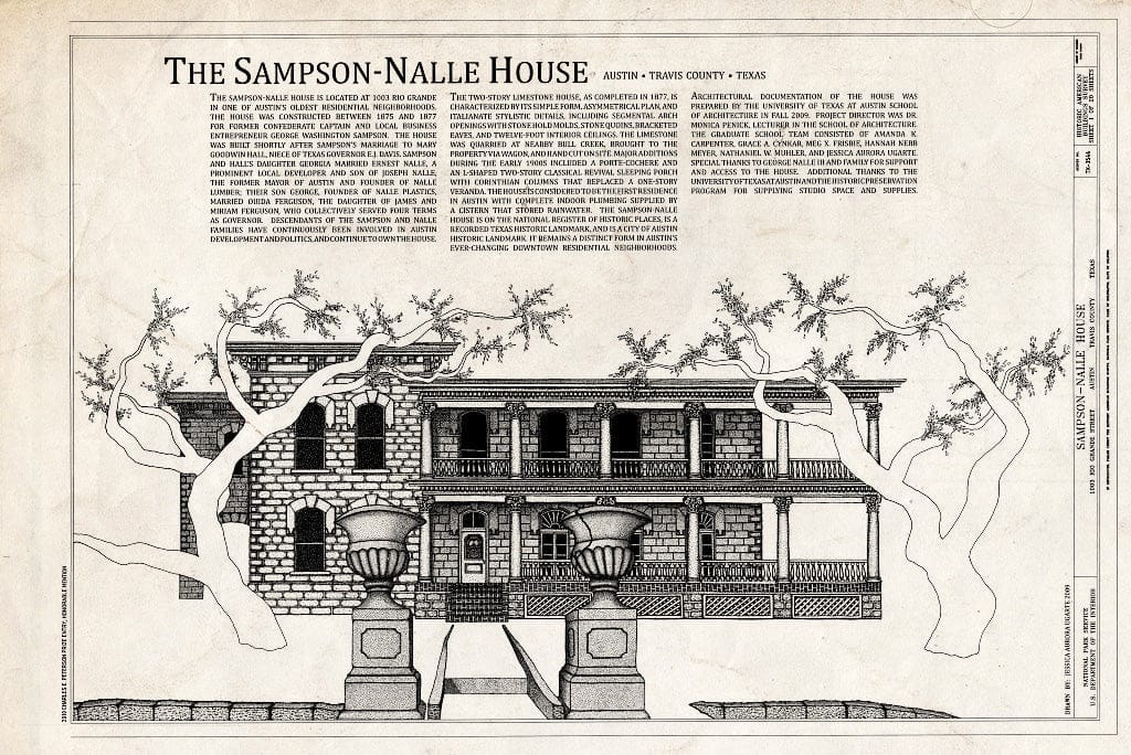 Blueprint Cover Sheet - Sampson-Nalle House, 1003 Rio Grande Street, Austin, Travis County, TX